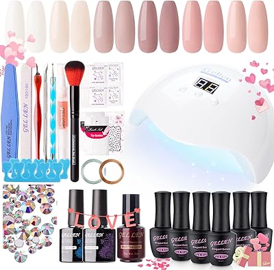 Nail polish kit Gel Gellen with LED light U V 54 W, nail dryers, 6 flesh colors, without wiping, upper base layer without wiping, decorations for nail art, manicure tools, all-in-one manicure kit, sweet naked.. Transform how you shop with DIAYTAR NIGERIA's vast selection and budget-friendly delivery options.