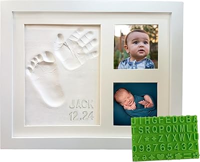 Souvenir photo frame kit of baby hands and foot fingerprints personalize it with a stencil.. Transform your shopping experience with DIAYTAR NIGERIA's vast product selection delivered at unbeatable prices.