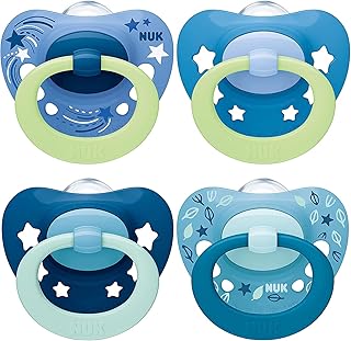Baby pacifier Nuk Signature Night & Day | 18-36 months | shines in the dark | Silicone without BPA | Blue | 4 pieces.. Fast delivery, fair prices, and full variety — only on DIAYTAR Nigeria.