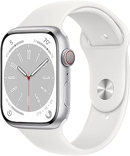 Apple Watch Series 8 (GPS + Cellular, 45 mm) Silver aluminum case and White Sport Bracelet - Standard size.. Shop confidently with DIAYTAR NIGERIA, offering affordable prices and reliable delivery within a week.