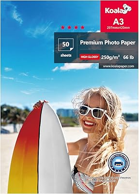Shiny photo paper Koala A3 297 x 420 mm 250 g/m2, 50 sheets with high -shine resin coating advanced for cannon hp epson ink jet printer.. Your complete shopping solution, DIAYTAR NIGERIA delivers variety and value within the week.