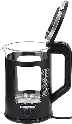 Geepas, black, GK38049 'glass kettle guarantee at least one year from the manufacturer'.. DIAYTAR NIGERIA: Your affordable gateway to thousands of products delivered within a week.