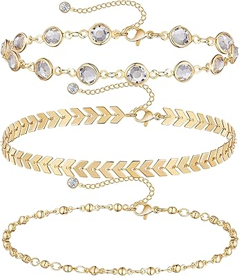3 pieces Cuban ankle bracelet in 14 carat gold, ankle bracelet in stainless steel, adjustable ankle bracelet gold plated for summer sandals bare foot jewelry.. Shop with confidence at DIAYTAR NIGERIA, offering extensive product variety with nationwide delivery.
