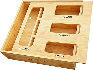 Storage organizer for Spaceaid kitchen drawer, bamboo organizer, compatible with gallons, quarters, sandwiches and matching sizes (1 box 4 locations).. Shop with confidence on DIAYTAR Nigeria — quality products and timely delivery.