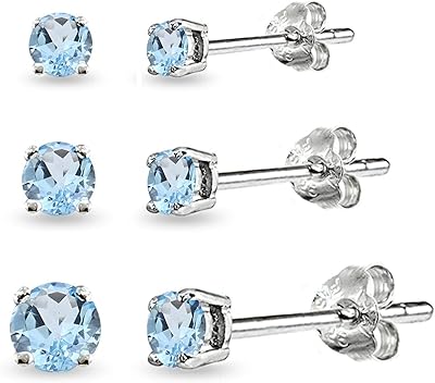 3 pairs of sterling silver round earrings with precious stones for adolescent women, 3 mm, 4 mm, 5 mm.. DIAYTAR NIGERIA redefines convenience with our diverse marketplace and affordable nationwide shipping.