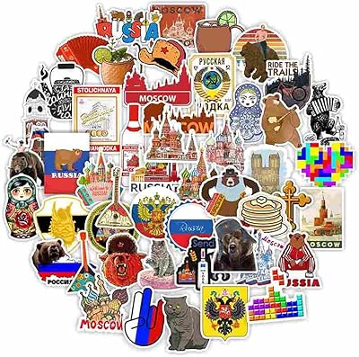 Russian black bear stickers | 50pcs Sticker in waterproof vinyl Palais du Kremlin Russian for scrapbooking, stationery, notebook, water bottles, laptop, luggage, cup, mobile phone, skateboarding.. Order today, receive in days — DIAYTAR Nigeria makes it possible.