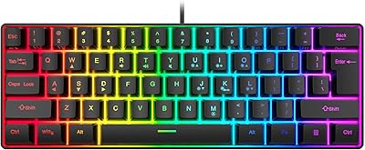 SNPURDIIRI 60%wired game keyboard, mini ultra-backhoe keyboard backlit RVB, small compact waterproof keyboard for 61 keys for PC/Mac player, dactylographer, trip, easy to transport on business trip (black).. Order today, receive in days — DIAYTAR Nigeria makes it possible.