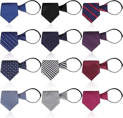 12 pieces of silk ties with adjustable zipper for men, clipt ties for men, fine zipper tie, 12 styles, one waist, classic colors, one size.. Shop with purpose at DIAYTAR NIGERIA and receive quality products at budget rates within 8 days.