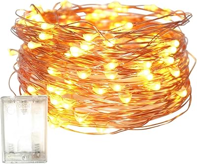Christmas light garland powered by battery 10m/33ft/100 Warm white LED, waterproof battery case, interior lights for Christmas tree, wedding, event, garden decoration.. DIAYTAR NIGERIA: Where smart shoppers find everything they need at prices they can afford.
