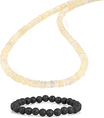 Round necklace without seam in natural ethiopian opal nirvana pendant in pearls of opal stone necklace.. DIAYTAR NIGERIA: Your affordable shopping destination with thousands of products delivered in days.