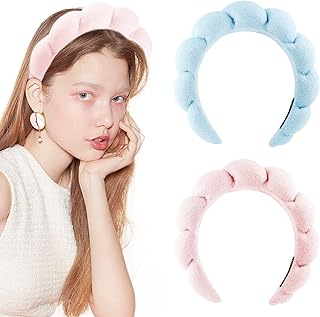 2 -piece women's spa headband - Towel sponge in sponge fabric for skin care, face washing, makeup, bath and hair accessories - pink and blue.. DIAYTAR NIGERIA: Your gateway to affordable online retail with reliable delivery within the week.