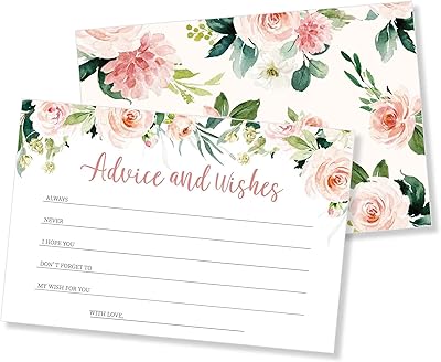 Set of 50 advice and wishes - double -sided floral cards, for the bride and groom, baby shower, prenuptial party, wedding party, couple party, diploma presentation, birthday, retirement party.. Find everything you need at prices you'll love with DIAYTAR NIGERIA's comprehensive e-commerce platform.