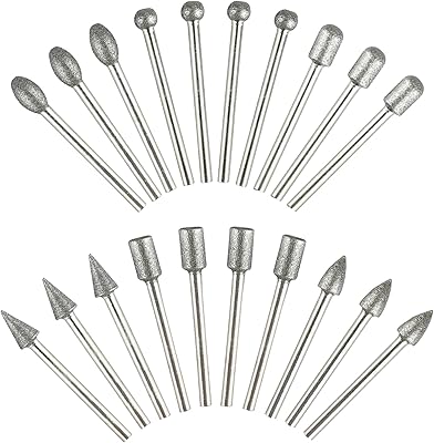 Set of 20 diamond abrasive tips, 3 mm stem, rotary stone sculpture tool, rotary stone sculpture tool, milling and polishing of DIY.. DIAYTAR NIGERIA: Where shopping is affordable, selection is vast, and delivery is always reliable.