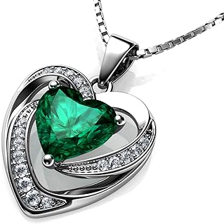Heart necklace Green - Sterling silver 925 - Péridot birth stone decorated with a brand crystal pendant - Women's necklace Fine jewelry in Rhodium silver 18 \ " - Cubic zirconia.. Your complete shopping companion, DIAYTAR NIGERIA offers extensive selection delivered within the week.