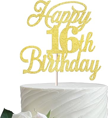 1 RS STARKSY GOLD GLITTER RS Cake Decoration Piece For 16th Birthday with "Happy 16th Birthday" and "Fabulous Cheers to 16 Year".. DIAYTAR NIGERIA combines extensive product options with budget-friendly prices, delivered in 5-8 days.