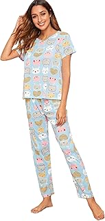3-room pajamas with short sleeves with female yarn cache.. DIAYTAR NIGERIA: Where shopping is affordable, selection is vast, and delivery is always reliable.