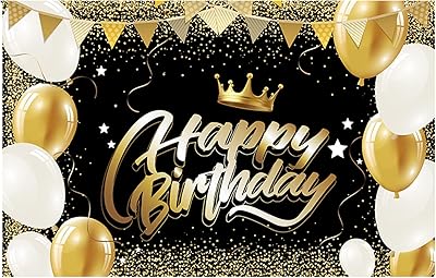 Banner of Happy Birthday Black And Gold For Men and Women, Boom Decoration supplies for Birthday Party, Photomaton, 70.90 x 45.30.. Home to endless choices and pocket-friendly prices — DIAYTAR Nigeria.