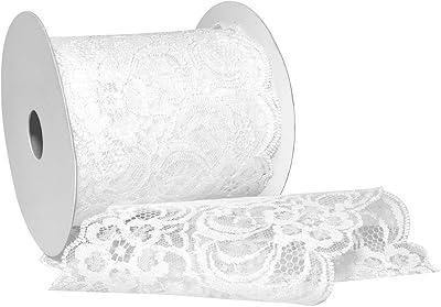 Ruban Chantilly murex, nylon, 3,5" x 10 m, blanc, Article 7636.90/10-601, 8,89" x 10 m.. DIAYTAR NIGERIA: Where every search yields affordable results delivered promptly to your door.