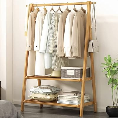 Bearing to bamboo clothing, hanging with double layer shelf to store clothes and shoes, suitable for bedroom, desk, living room (light brown).. Discover why thousands choose DIAYTAR NIGERIA for affordable products delivered in less than a week.