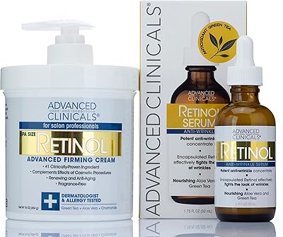 Advanced Clinicals Retinol Skincare Lot of 2 Firming -Fixing Cream 16 Oz and Retinol Serum 75 Oz for fine lines, fine lines and old age spots.. Experience the DIAYTAR difference with our vast product selection and delivery within 5-8 days.