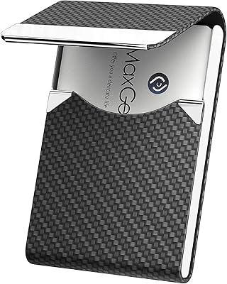PU leather visit card holder for men and women, fine metal card holder with RFID blocking and magnetic closure, carbon black.. Discover a world of choices with DIAYTAR NIGERIA's extensive marketplace and prompt shipping service.