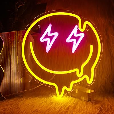 Néon sign with smiling face fondant in pink gold for wall decoration, melted smile face decor for cute child's room, LED smiley panel for bedroom decoration, holiday gift gift.. Shop easy, pay less, get it fast — with DIAYTAR Nigeria.