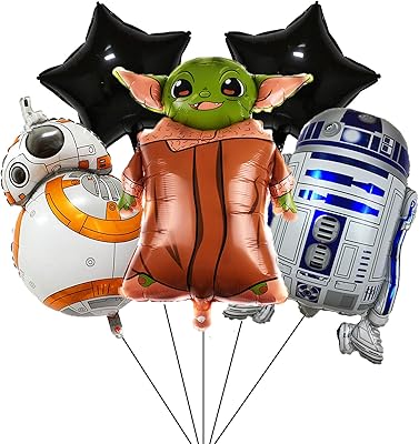 Set of Balloons Star Wars 5 Pieces Baby Balloons Yoda for children's birthday party.. DIAYTAR NIGERIA: Where shopping is easy, prices are low, and delivery is just days away.