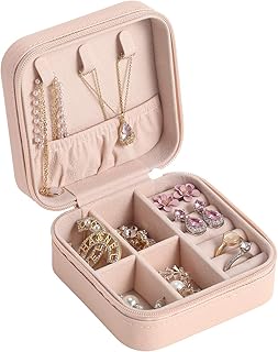 Grace Pouch Mini Pure Leather Leple Travel Box, Small jewelry organizer to present necklaces, earrings, rings, pink.. DIAYTAR NIGERIA combines affordability, variety, and convenience with nationwide delivery services.