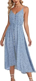 Relaxed summer dress for women 2023 pea boho, spaghetti straps, V -neck, Large Midi dress.. DIAYTAR NIGERIA delivers more than expected with our extensive catalog and 5-8 day delivery service.
