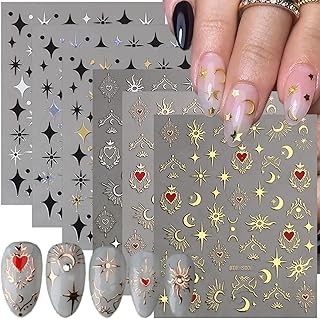 6 sticker sheets for nails sun stars moon stars self-adhesive heart pink gold silver moon stars stickers for nail for women acrylic.. Discover unbeatable variety on DIAYTAR Nigeria — shop today, delivered this week.