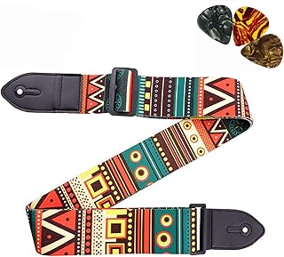 Acoustic guitar strap for electric guitar comprising 3 mediators, classic guitar straps adjustable in leather and polyester, suitable for bass, electric guitar and acoustic, pack of 1.. DIAYTAR NIGERIA connects desires with reality through affordable prices and reliable delivery service.