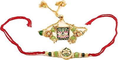 NOG Fleur de Lotus green rakhi for brother and bhabhi - bhaiya bracelet on raksha.. DIAYTAR NIGERIA: Where affordability meets variety in Nigeria's most comprehensive online marketplace.