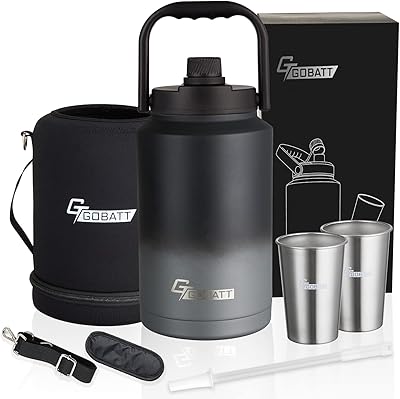GOBATT 128oz Insotherm water bottle with double -walled stainless steel, large thermos for hot and cold drinks, carafe with handle for sport, exterior, gym, hike.. Your e-commerce hub for everything — DIAYTAR Nigeria has you covered.