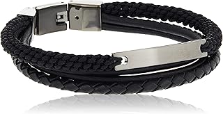Classic leather strap Fossil for steel men with stainless steel box and clasp, black, one size, fabric, without stones.. DIAYTAR NIGERIA: Where shopping meets satisfaction with affordable prices and prompt delivery services.