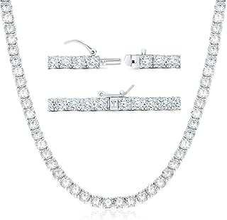 MOFEIJEWEL COLLIER Tennis Plated White Gold 18 Carats 5a 4.0 mm Round Zirconic Cubic Chain Diamond False Size for Women and Men 4 Griftes.. Experience shopping without limits at DIAYTAR NIGERIA, where affordability meets convenience in just days.