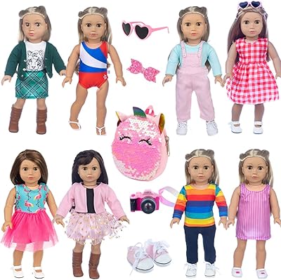 Set of 8 Ibuddy doll's clothing and accessories with shoes, backpack, glasses and camera cushion for our 18 -inch generation, 18 -inch girl doll, most 18 -inch dolls (doll not included).. Discover the convenience of DIAYTAR NIGERIA's vast e-commerce platform with delivery in just 5-8 days.