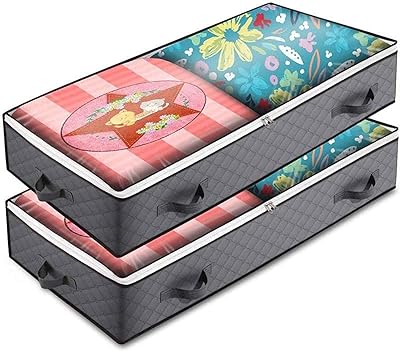 Storage containers under the bed, organizer of storage bags for clothing, large capacity, pack of 2 storage bags in foldable 100 L (R1) (Gris) (B) fabric fabric bags (B).. Every order, every item — DIAYTAR Nigeria delivers fast and reliably.