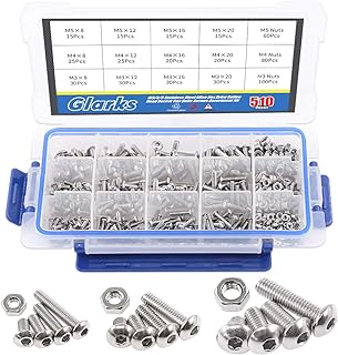 Glarex Assorted Kit 510 Pieces M3 M4 M5 304 Bolts with Creuse Allen in stainless steel 304.. DIAYTAR NIGERIA transforms dreams into deliveries with our affordable prices and 5-8 day shipping.