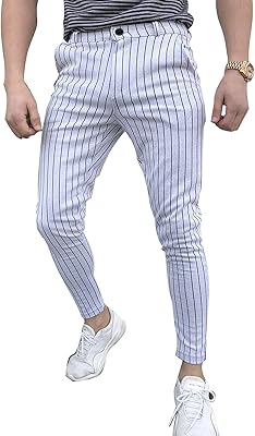 Classic chinos pants slim cut in stria fabric for men, fitted cut in front flat.. DIAYTAR NIGERIA: Putting quality products within reach of every Nigerian through our affordable marketplace.