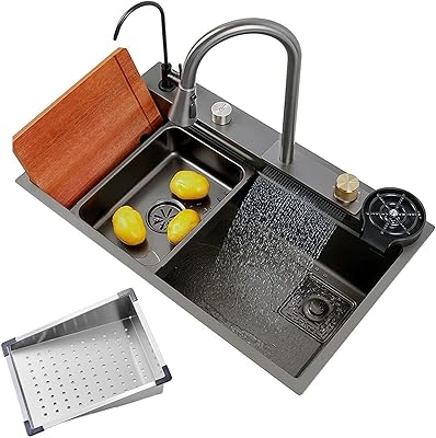 Kitchen sink with unique stainless steel 304 stainless steel work cascade with tap.. DIAYTAR NIGERIA: Making quality products accessible to all Nigerians at affordable prices.