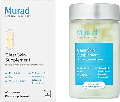 MURAD CLEAR SKIN food supplement - Biotin, zinc and vitamin A supplement for acne -tendency skins - reduces the appearance of pimples, reduces inflammation and helps control sebum from the interior, 60 capsules - 30 -day supply.. DIAYTAR NIGERIA: Where quality meets affordability, with thousands of products delivered in less than 8 days.