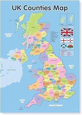 Map poster of British Plasticized counties A4.. DIAYTAR NIGERIA makes every shopping desire a reality with affordable prices and delivery in 5-8 days.