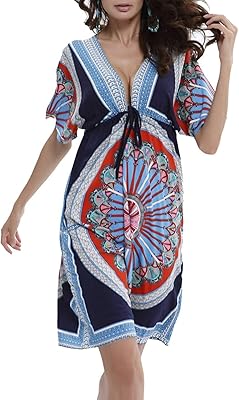 Aoao short caftan dress for women dashiki hippy boho beach swimsuit one size.. DIAYTAR NIGERIA: Connecting Nigerians with affordable products through our expansive e-commerce platform.