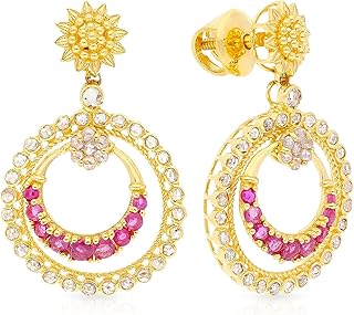 Gold earring 22 carats and diamonds (916) from Malabar.. Get everything you need without leaving your home. DIAYTAR Nigeria offers a seamless shopping experience and delivers your orders quickly and reliably.
