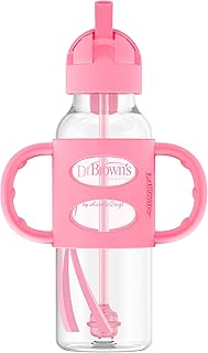 Bottle with anti-arrival straw Dr. Brown's with silicone handles, pink, 236 ml.. Transform how you shop with DIAYTAR NIGERIA's vast selection and budget-friendly delivery options.