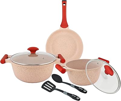 Prestige essential kitchen battery 7 pieces in aluminum cast iron | Induction base | non -stick aluminum | granite saucepan | Granite frying stove - pink.. Discover endless possibilities with DIAYTAR NIGERIA's extensive product range and affordable shipping.