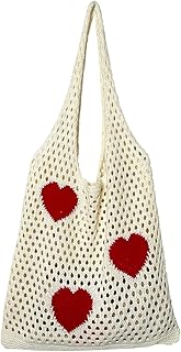 Beach handbag in crochet mesh, Hobo Fairy Core Grunge bag, y2k aesthetic shoulder bag, shoulder bag for women and girls, beige heart, unique waist.. Shop smarter with DIAYTAR NIGERIA's vast product range and budget-friendly delivery within the week.