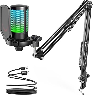 USB Fifine USB game microphone kit, set of RVB capacitor microphones for PS4 PS5 PC with silent button, anti-pop filter, microphone arm, anti-shock support for podcast's youtube videos streaming-A6T.. DIAYTAR NIGERIA promises affordability and variety with every purchase, delivered in 5-8 days.