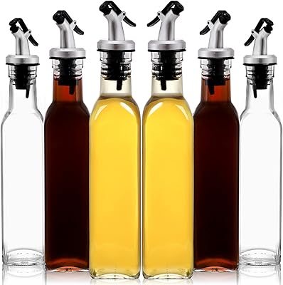 Tiberi Lot of 6 bottles of oil and vinegar with pouring, olive oil dispenser in transparent glass of 8.5 oz, container of cooking oil for the kitchen.. Your complete shopping solution, DIAYTAR NIGERIA offers extensive choice with competitive prices and delivery.