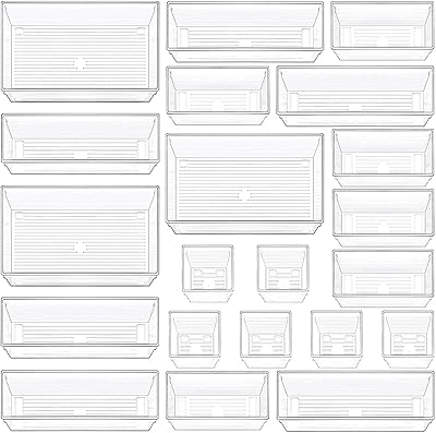 Set of DCI drawer organizers of 21 pieces, 4 sizes of transparent plastic bathroom drawer organizer and cosmetics storage, domestic organization for makeup, kitchen utensils.. Thousands of items, all priced just right — shop DIAYTAR Nigeria today.